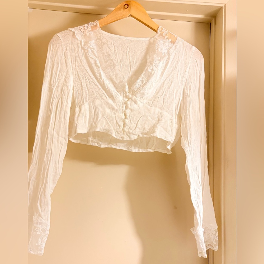 SHEIN Elegant White Lace Blouse